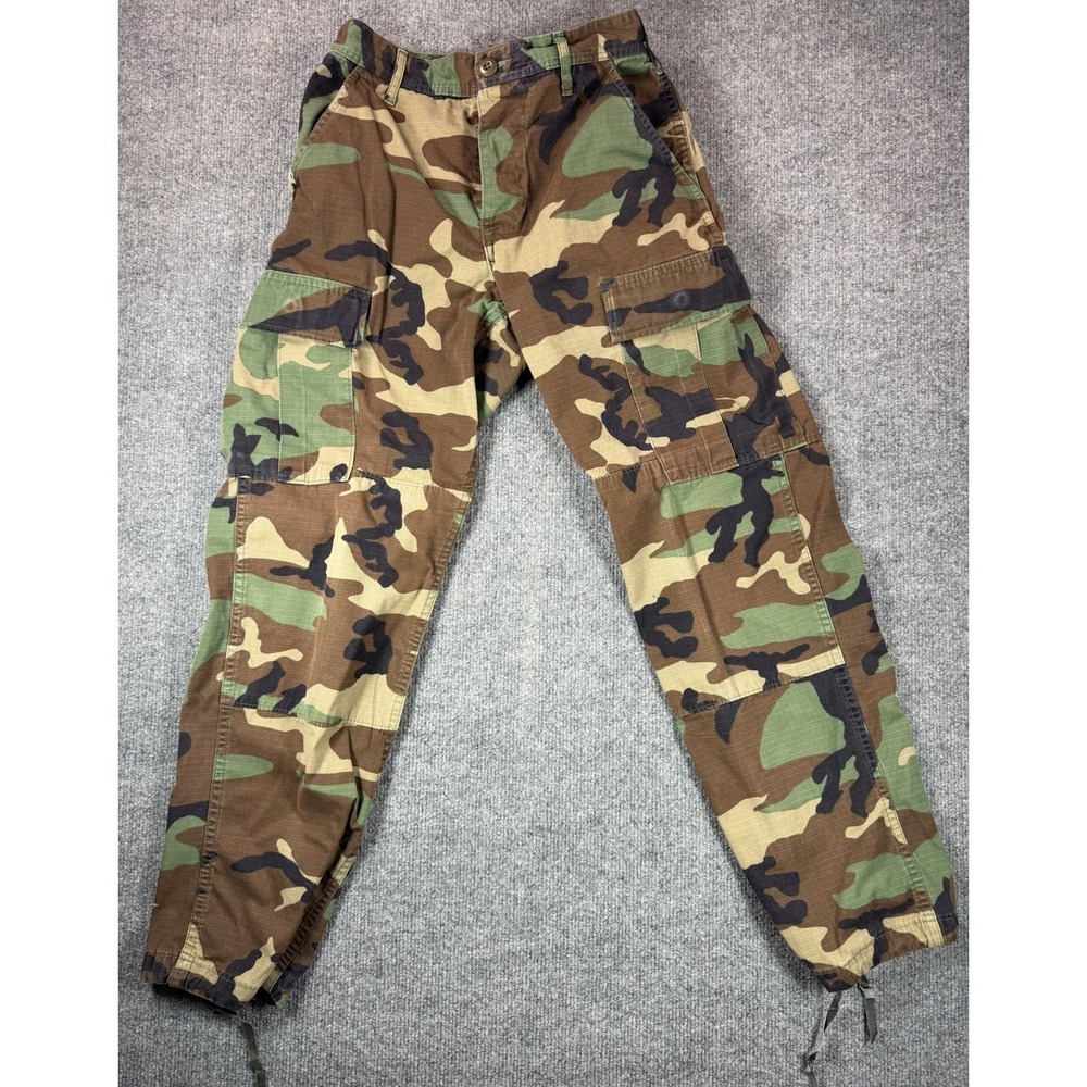US Military Woodland Camo Cargo Pants XS Short Ripstop Combat Tactical